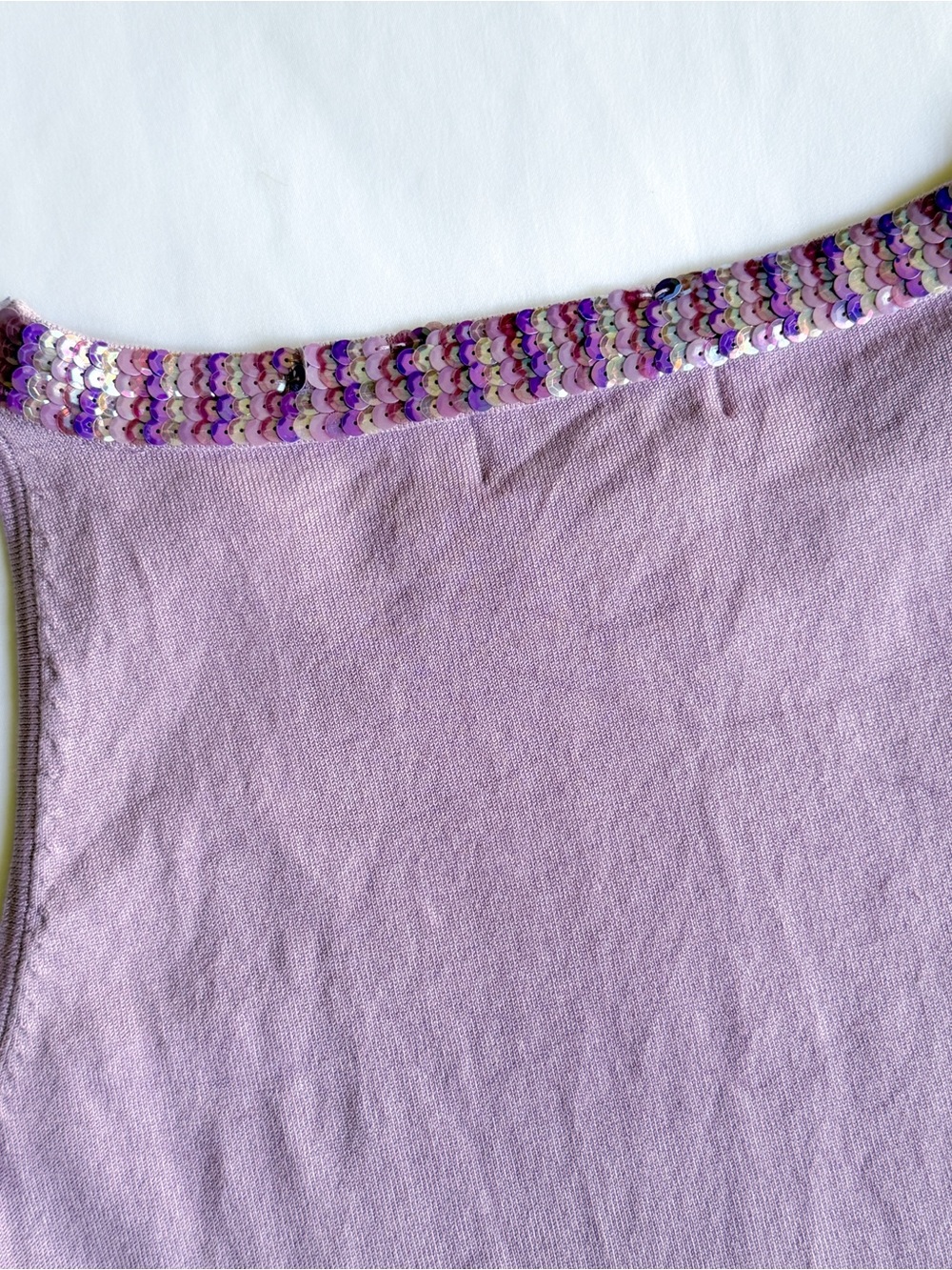 Vintage Y2K Silk Nylon Sequin Purple Tank Top - Picture 6 of 8